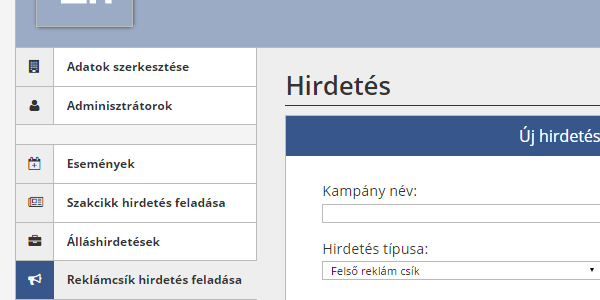 Reklámcsík hirdetésének bemtutatása