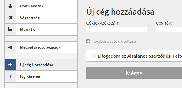 Cég regisztráció bemtutatása