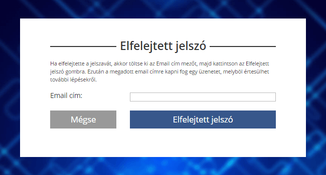 Elfelejtett jelszó bemtutatása